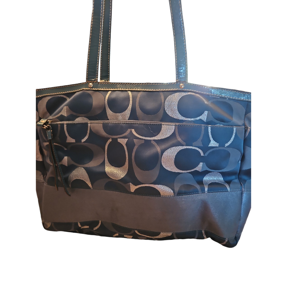 Coach Black and Silver Signature Tote